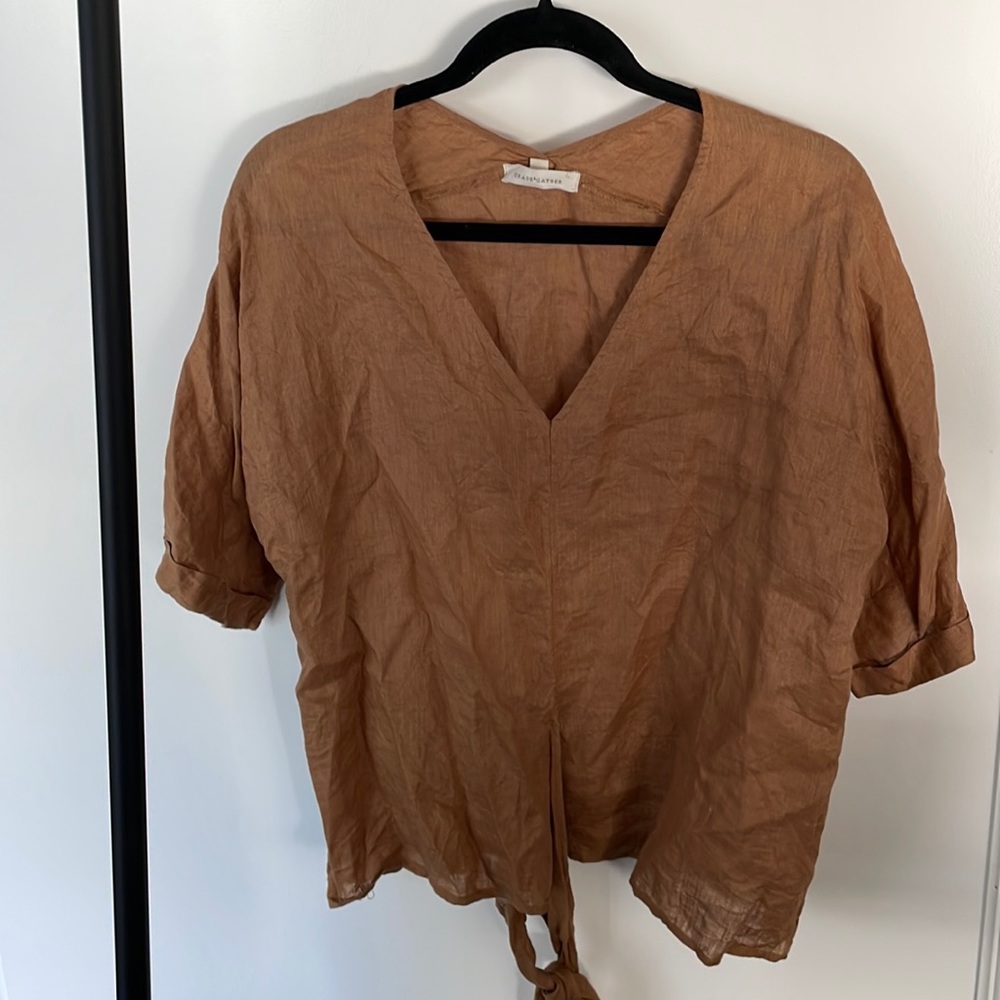 Never worn 100% Linen Grade & Gather size large dark beige/burnt light brown